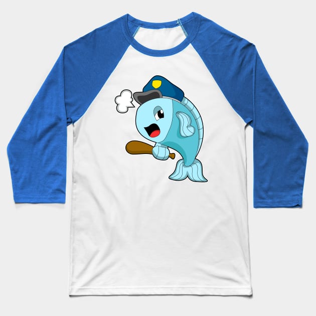 Fish Police officer Police hat Baseball T-Shirt by Markus Schnabel